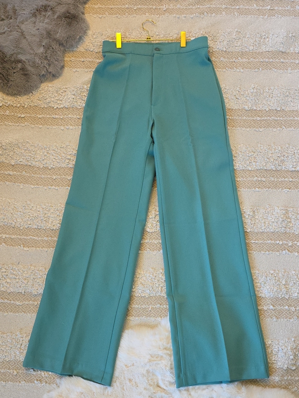 Vintage Levi's High-Rise Wide-Leg Dress Pants in Teal Green